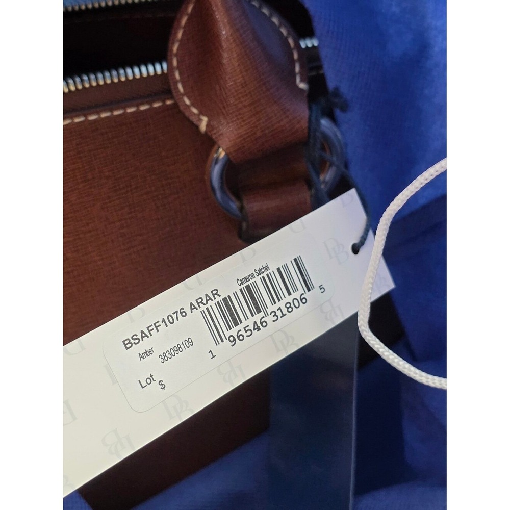 Dooney & Bourke Cameron Satchel Amber Saffiano Leather Handbag Brown Crossbody - Picture 7 of 10